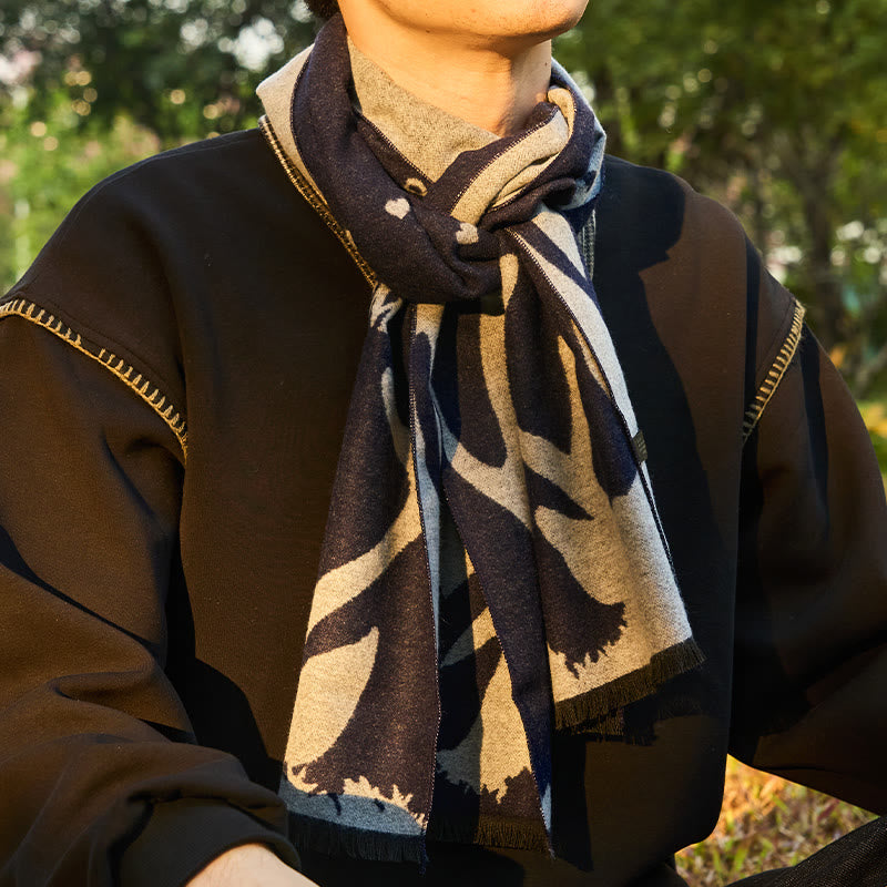 Écharpe de Noël chaude pour homme, imprimée de rennes, bleu marine. - image 1