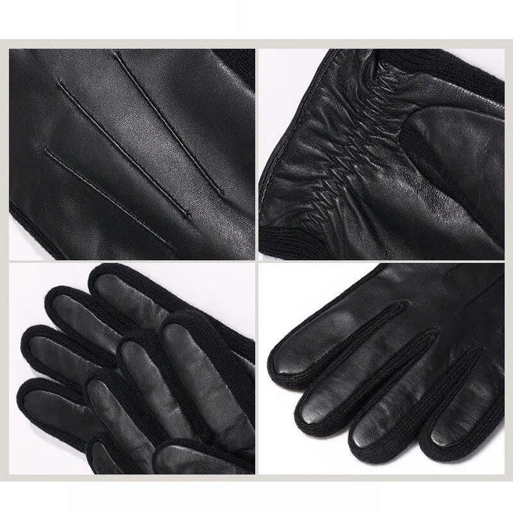Gants d'hiver pour hommes en cuir doublés polaire compatibles avec les écrans tactiles - image 4