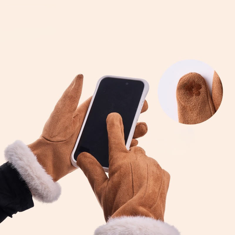 Gants d'hiver chauds en velours pour femmes, en daim tactile. - image 1