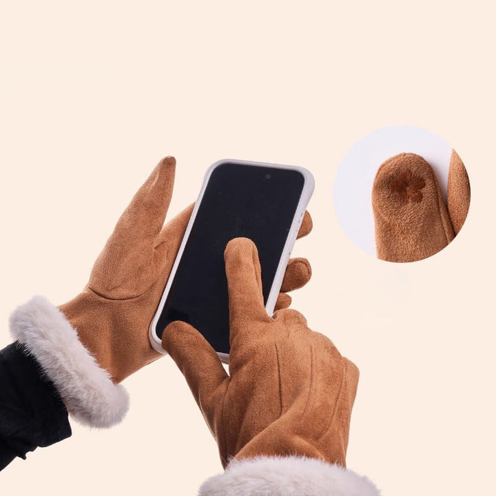 Gants d'hiver chauds en velours pour femmes, en daim tactile. - image 1