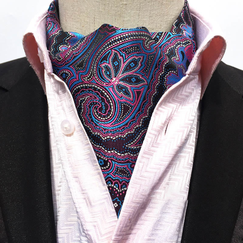 Écharpe-cravate homme rétro à imprimé floral géométrique multicolore - Style n° 9 - image 9