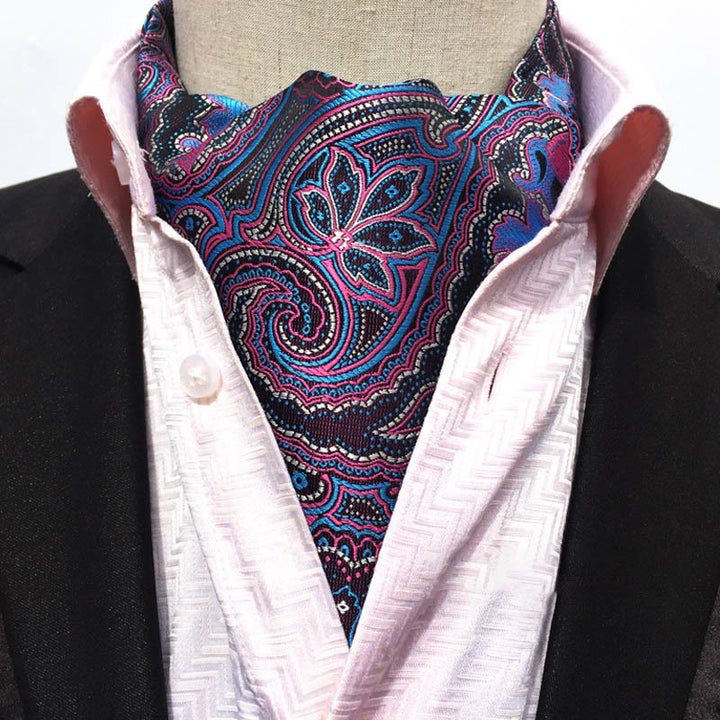 Écharpe-cravate homme rétro à imprimé floral géométrique multicolore - Style n° 9 - image 9