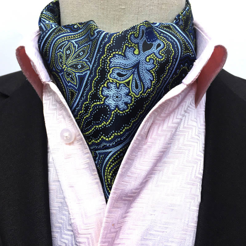 Écharpe-cravate homme rétro à imprimé floral géométrique multicolore - Style n° 8 - image 8