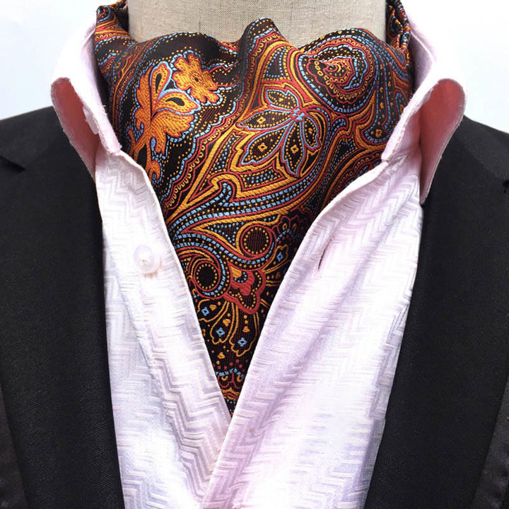 Écharpe-cravate homme rétro à imprimé floral géométrique multicolore - Style n° 10 - image 10