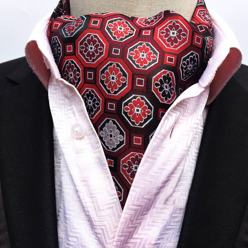 Écharpe-cravate homme rétro à imprimé floral géométrique multicolore - Style n° 4 - image 3