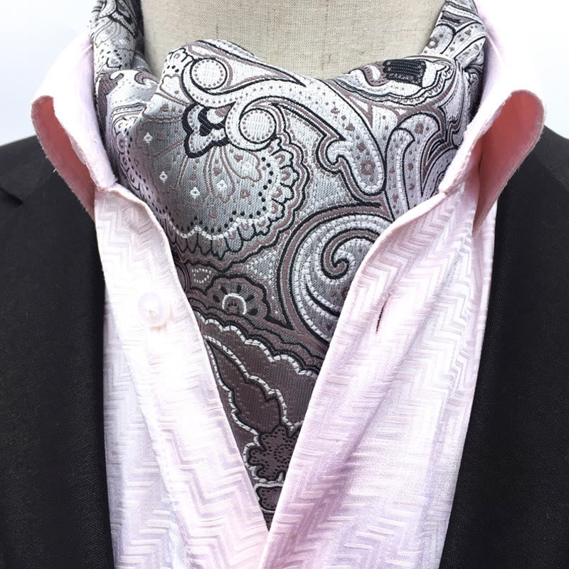 Écharpe-cravate homme rétro à imprimé floral géométrique multicolore - Style n° 19 - image 19