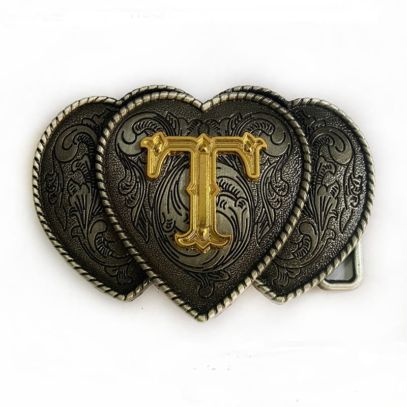 Ceinture en cuir avec boucle en forme de cœur et lettres dorées - T - Sans ceinture - Ceinture non incluse - image 25