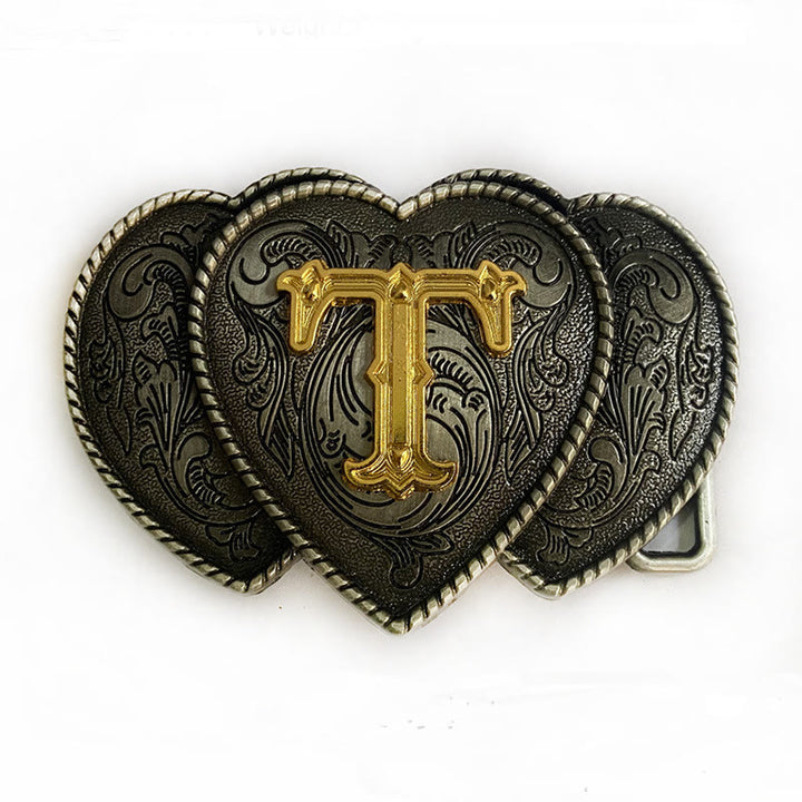 Ceinture en cuir avec boucle en forme de cœur et lettres dorées - T - Sans ceinture - Ceinture non incluse - image 25