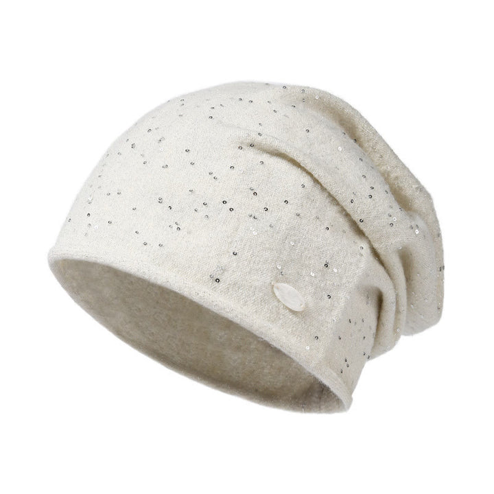 Bonnet tricoté à sequins pour femme, très tendance - Beige - Réglable (environ 22" à 24 1/2") - image 0