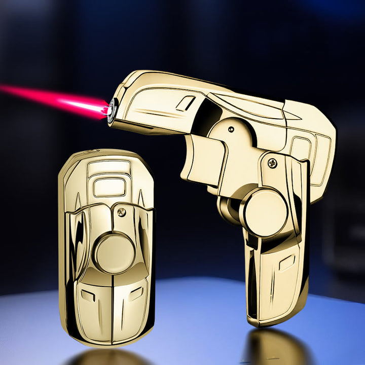 Briquet à butane rechargeable pliable en forme de voiture de course - Or - image 12