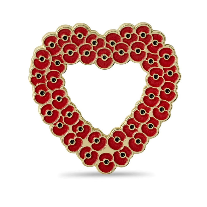 Broche bicolore Mini Coquelicot en forme de cœur avec cadre - image 1