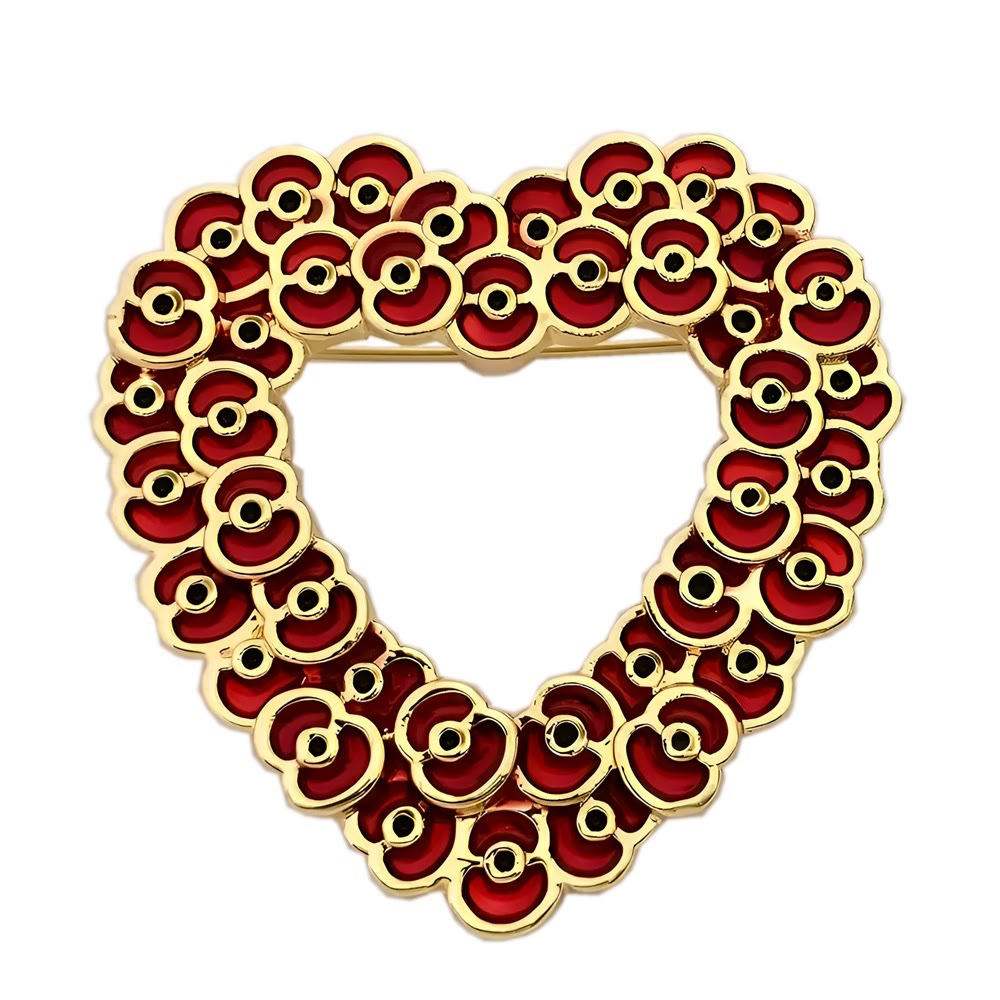 Broche bicolore Mini Coquelicot en forme de cœur avec cadre - Style n° 2 - image 4