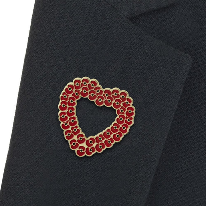 Broche bicolore Mini Coquelicot en forme de cœur avec cadre - image 3