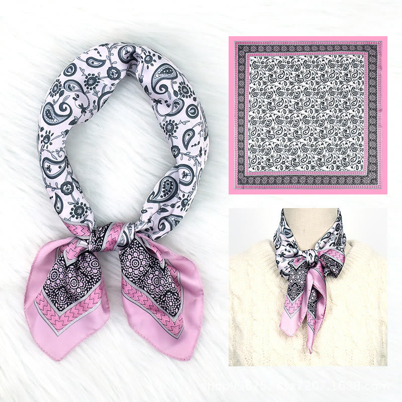 Écharpe carrée légère et élégante pour femme, à imprimé cachemire coloré, idéale en toute saison - Rose - image 2