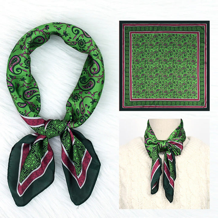 Écharpe carrée légère et élégante pour femme, à imprimé cachemire coloré, idéale en toute saison - Vert - image 5