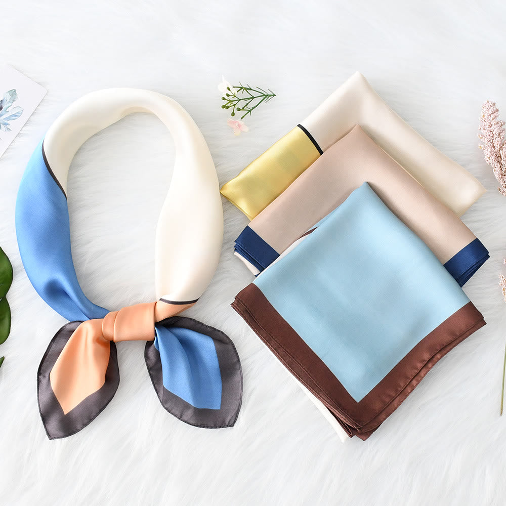 Écharpe carrée élégante en satin doux et coloré pour femme, idéale en toute saison - image 0