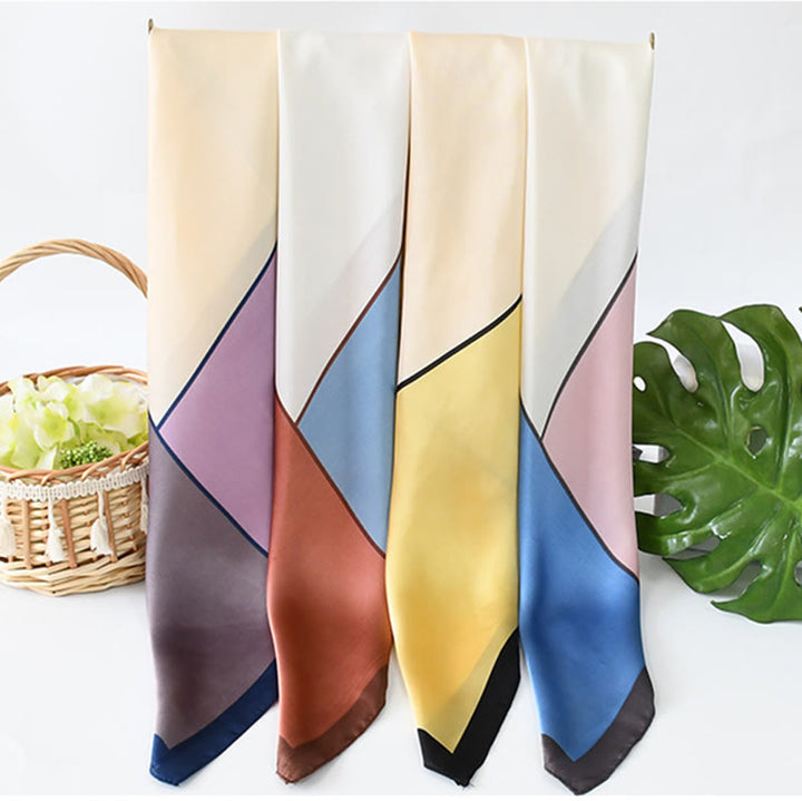 Écharpe carrée élégante en satin doux et coloré pour femme, idéale en toute saison - image 5