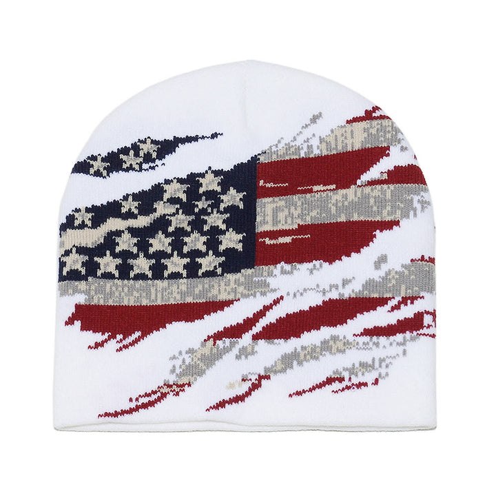 Bonnet tricoté multicolore à motif drapeau américain vieilli pour homme - Blanc - 58 (22 7/8") - image 5