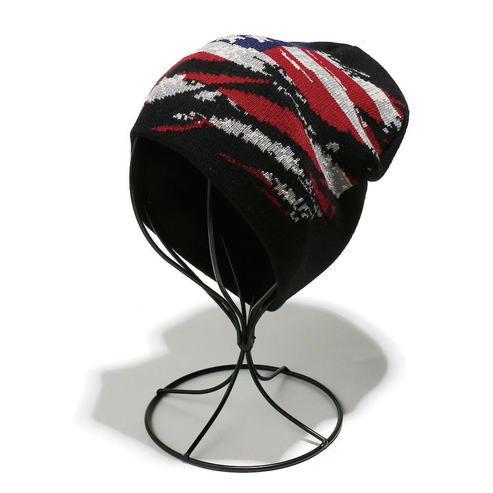 Bonnet tricoté multicolore à motif drapeau américain vieilli pour homme - image 3