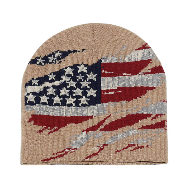 Bonnet tricoté multicolore à motif drapeau américain vieilli pour homme - Kaki - 58 (22 7/8") - image 6