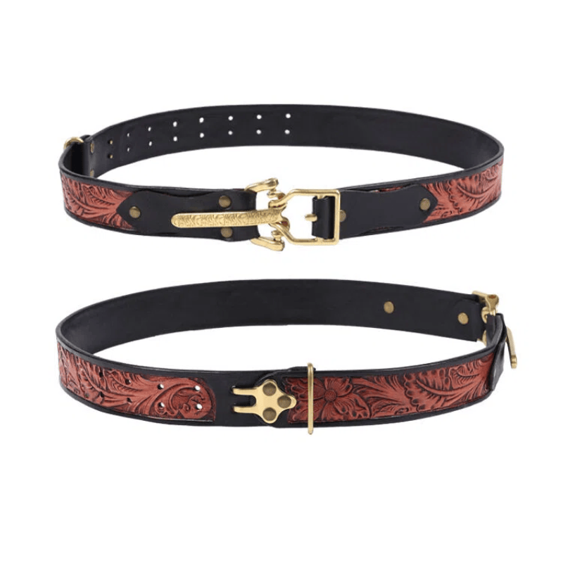 Ceinture en cuir sculpté à boucle dorée style chevalier rétro pour homme - image 1
