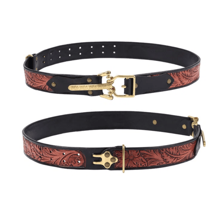 Ceinture en cuir sculpté à boucle dorée style chevalier rétro pour homme - image 1