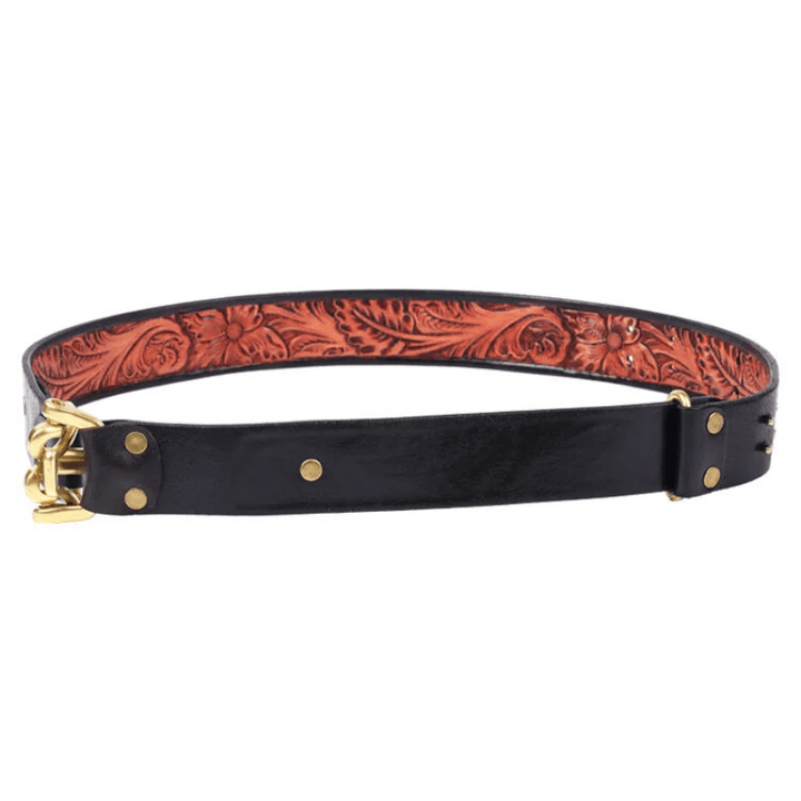 Ceinture en cuir sculpté à boucle dorée style chevalier rétro pour homme - image 3
