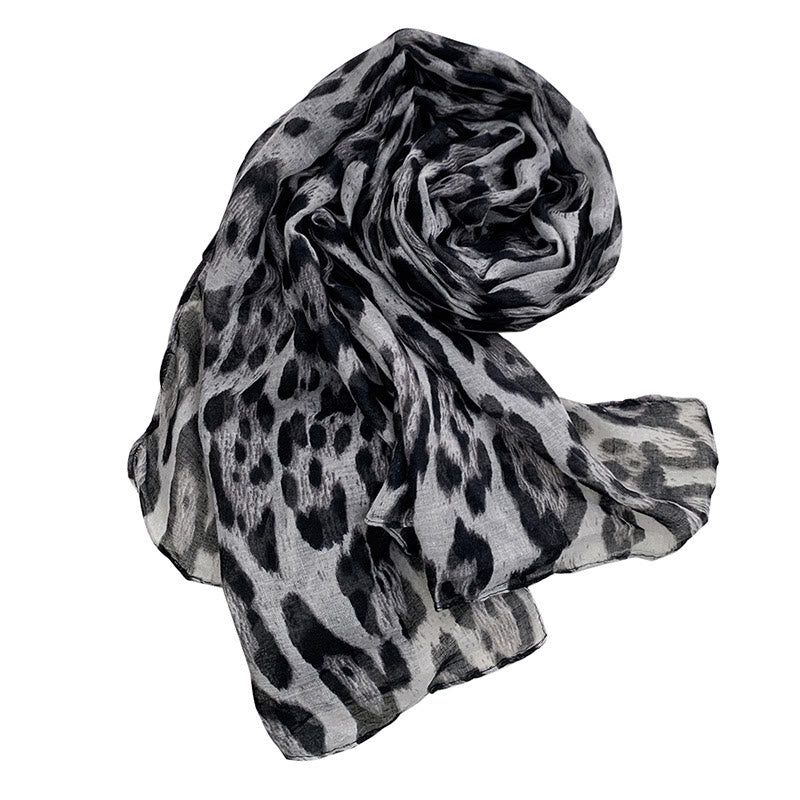 Écharpe d'hiver fine à imprimé léopard pour femme, très tendance - Gris - image 2