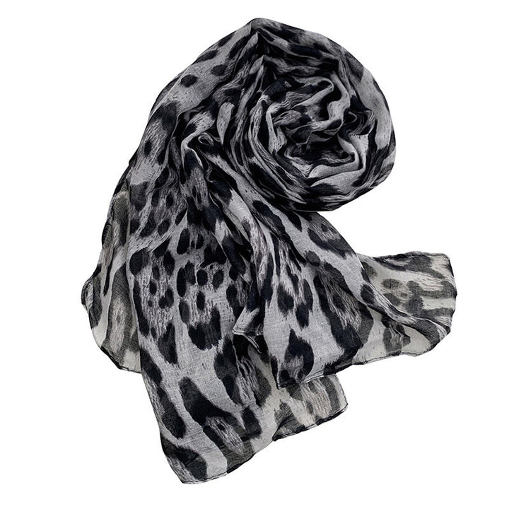 Écharpe d'hiver fine à imprimé léopard pour femme, très tendance - Gris - image 2