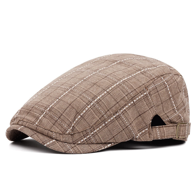 Béret rétro à carreaux pour homme avec boucle réglable - Kaki - Réglable (environ 55 à 59 cm) - image 5