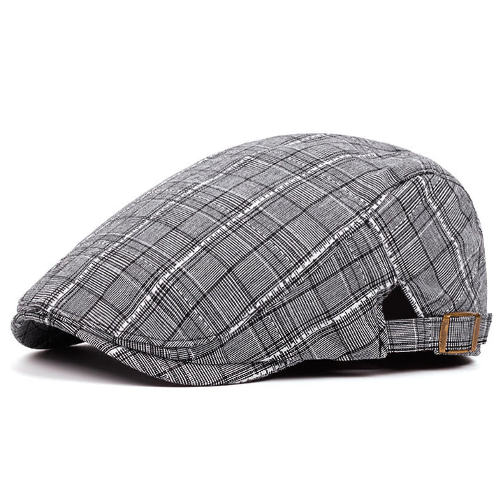 Béret rétro à carreaux pour homme avec boucle réglable - Gris - Réglable (environ 55 à 59 cm) - image 4