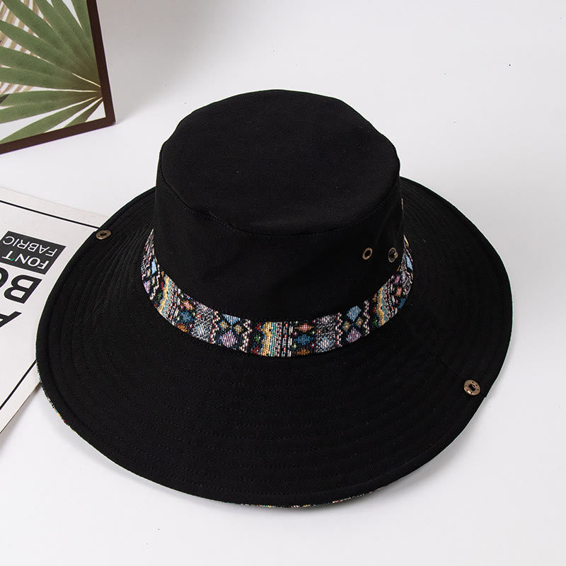 Chapeau de pêcheur pour femme avec pare-soleil et bouton en métal - Noir - M (environ 22 1/2") - image 5