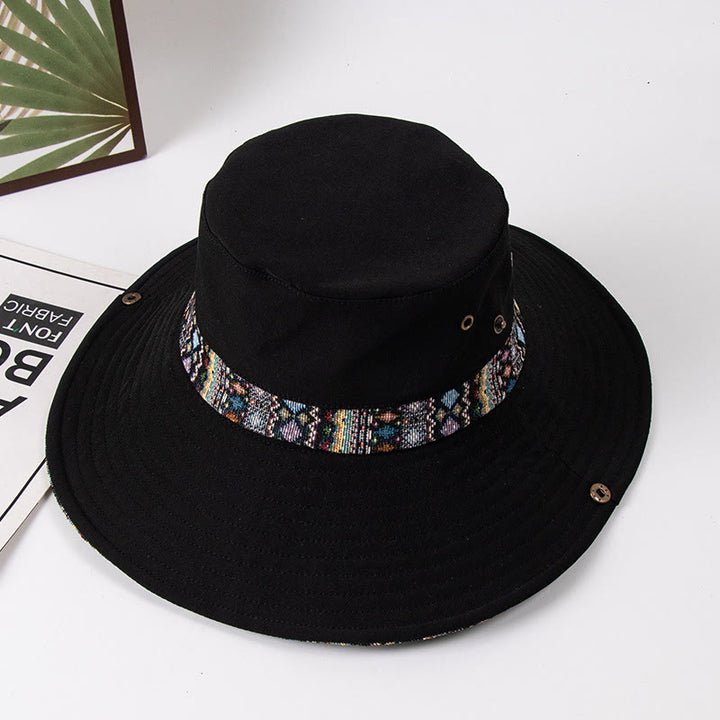 Chapeau de pêcheur pour femme avec pare-soleil et bouton en métal - Noir - M (environ 22 1/2") - image 5