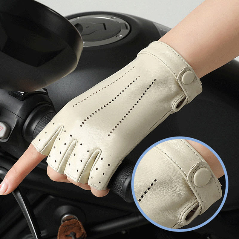 Gants de cyclisme demi-doigts pour femmes, en cuir respirant et protecteur, pour femmes. - image 8