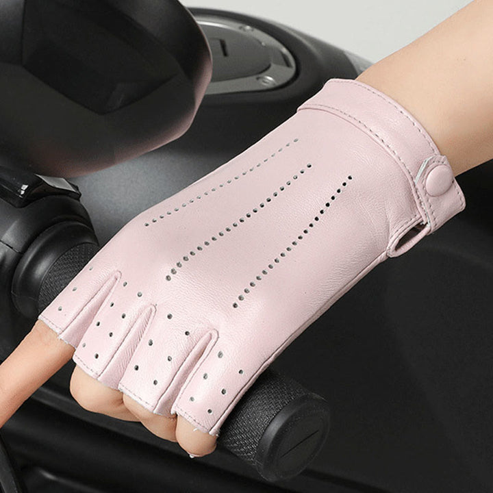 Gants de cyclisme demi-doigts pour femmes, en cuir respirant et protecteur, pour femmes. - image 6