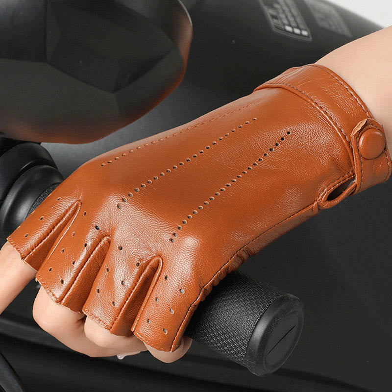 Gants de cyclisme demi-doigts pour femmes, en cuir respirant et protecteur, pour femmes. - image 1
