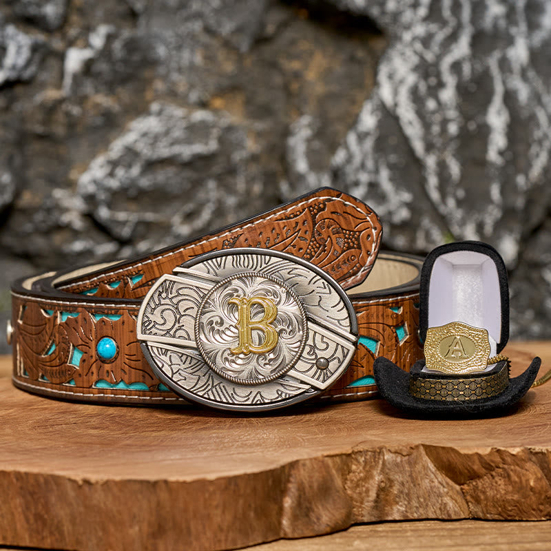 Ensemble collier et boucle de ceinture dorés avec initiale et couteau caché à faire soi-même - image 0