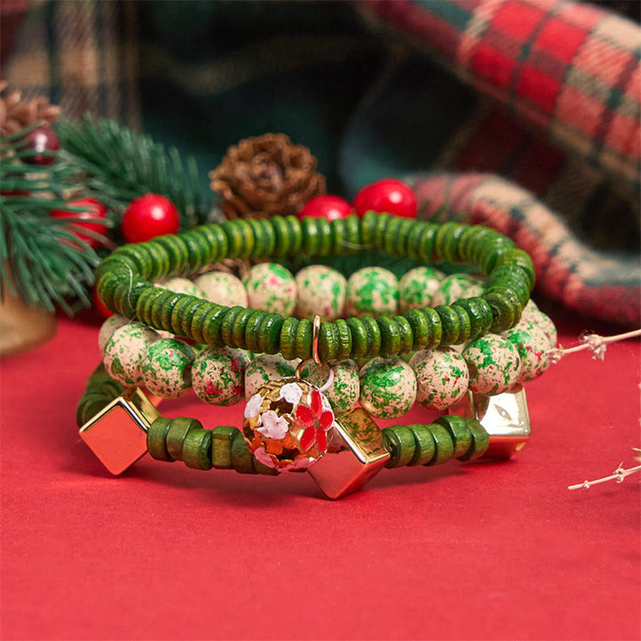 Ensemble de 6 bracelets pendentifs de Noël en perles vertes - image 4