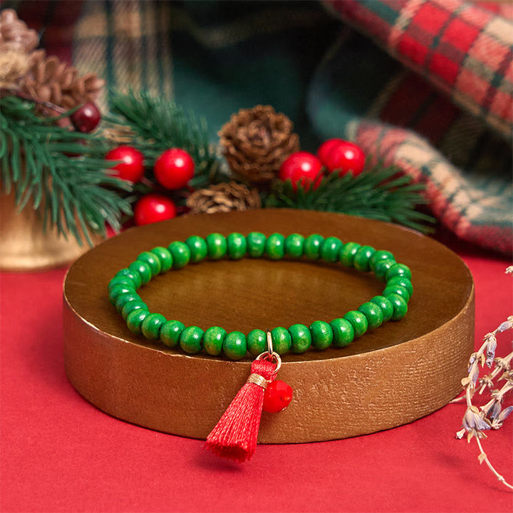 Ensemble de 6 bracelets pendentifs de Noël en perles vertes - image 5