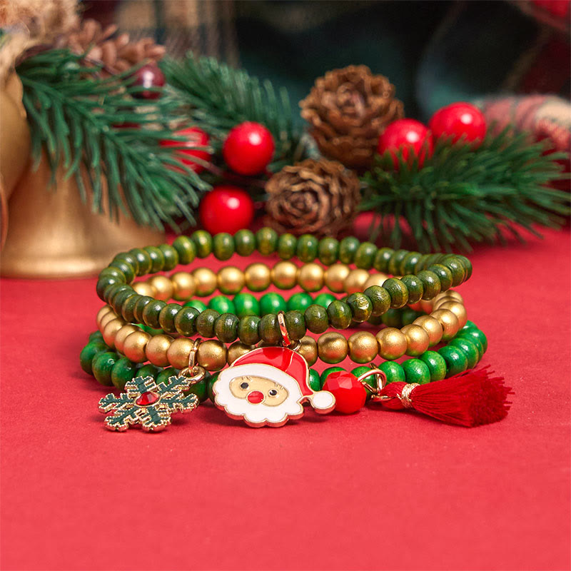 Ensemble de 6 bracelets pendentifs de Noël en perles vertes - image 3