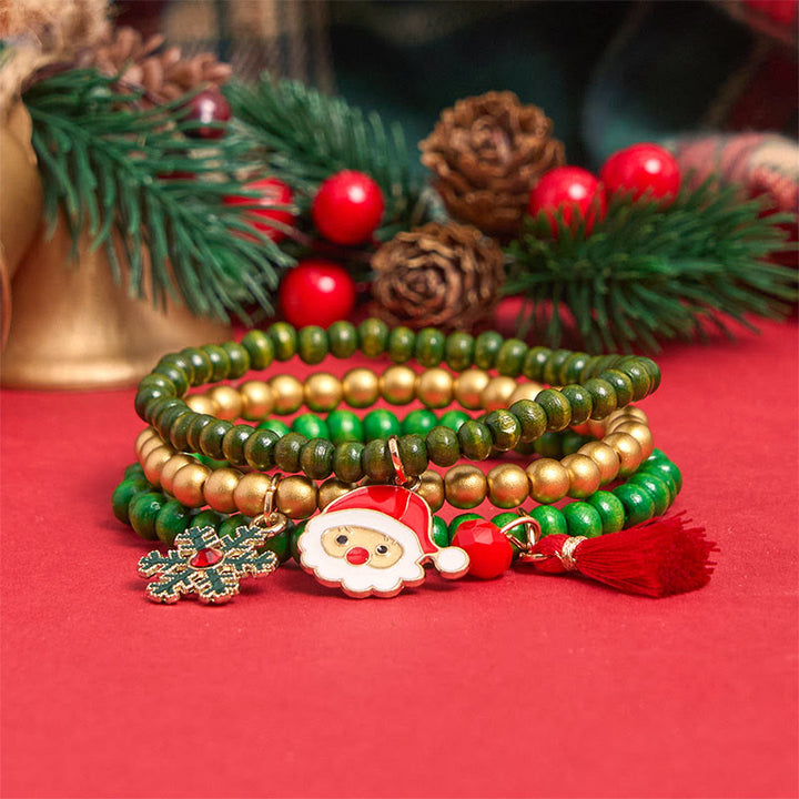 Ensemble de 6 bracelets pendentifs de Noël en perles vertes - image 3