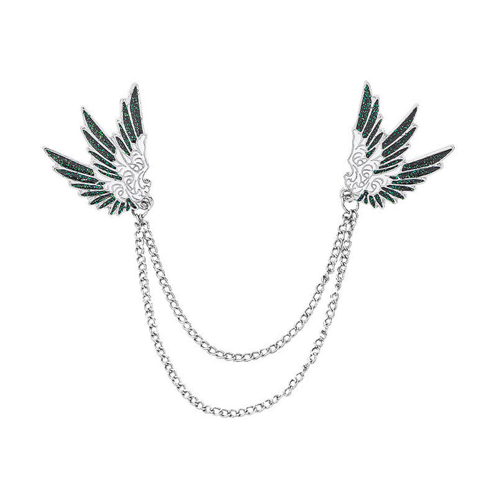 Broche ornée à double chaîne et à motif d'ailes symétriques - Style n° 1 - image 0