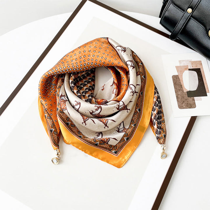 Écharpe carrée légère élégante à imprimé rétro pour femme - Style n° 12 - image 11