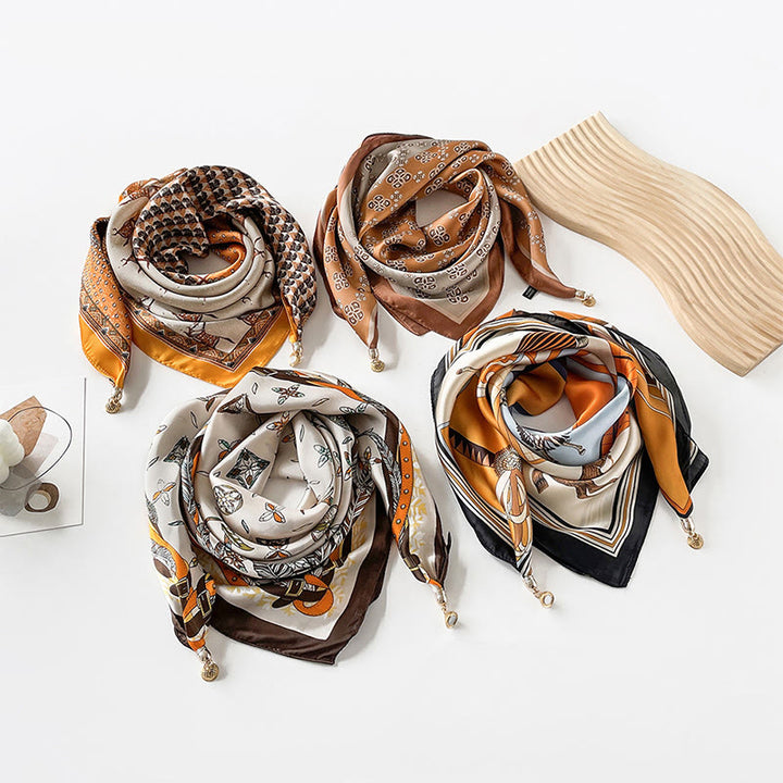 Écharpe carrée légère élégante à imprimé rétro pour femme - image 20