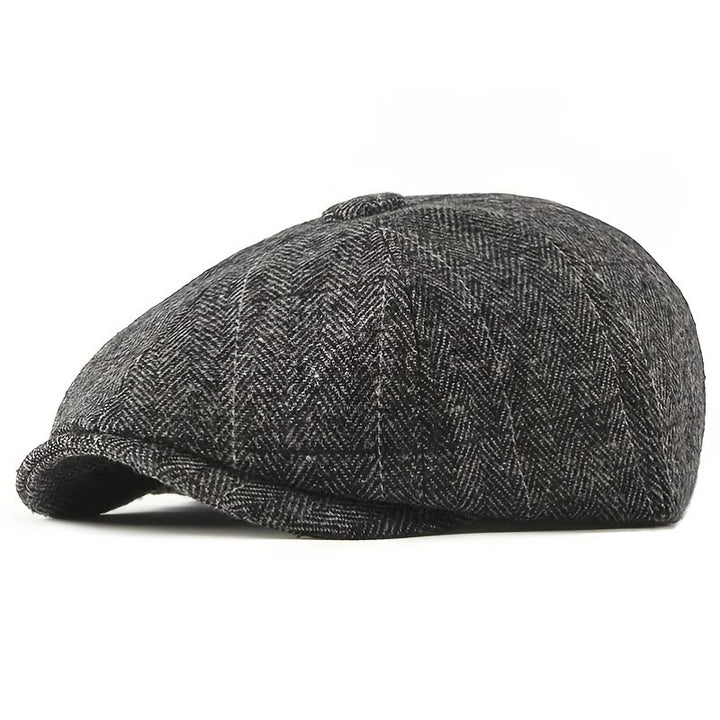 Chapeau de béret gavroche rétro élégant à motif à chevrons pour hommes - Gris - M (22-22 7/8") - image 1