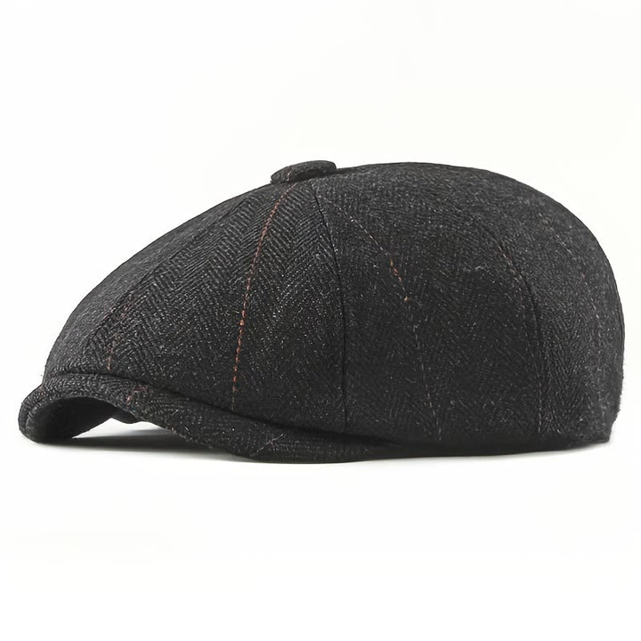 Chapeau de béret gavroche rétro élégant à motif à chevrons pour hommes - Gris foncé - M (22-22 7/8") - image 2