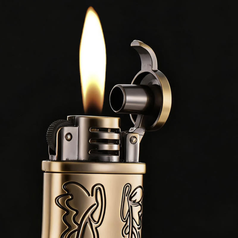 Briquet à pétrole rechargeable en forme de botte de cowboy en bronze - image 1