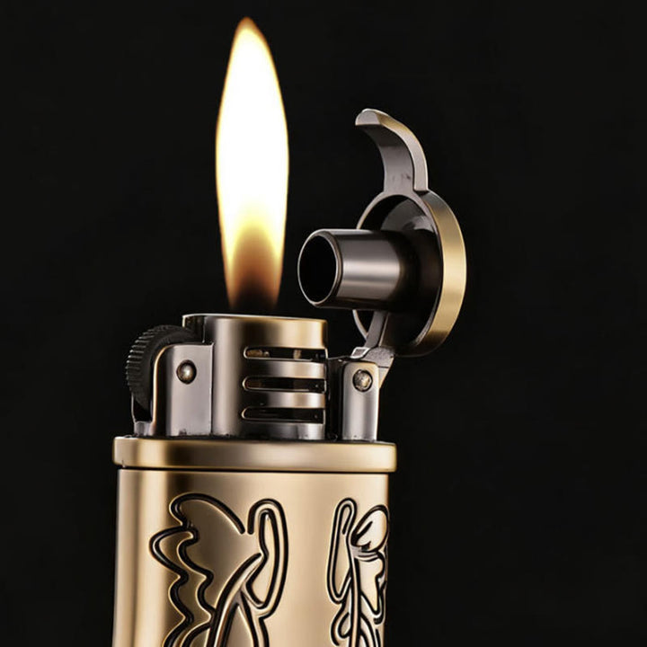 Briquet à pétrole rechargeable en forme de botte de cowboy en bronze - image 1
