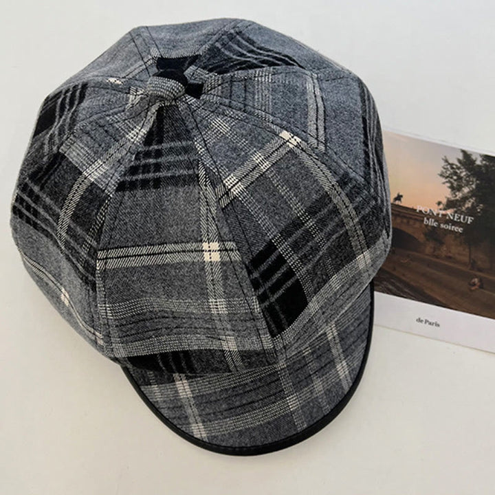Béret gavroche à carreaux rétro exquis pour femme - image 4