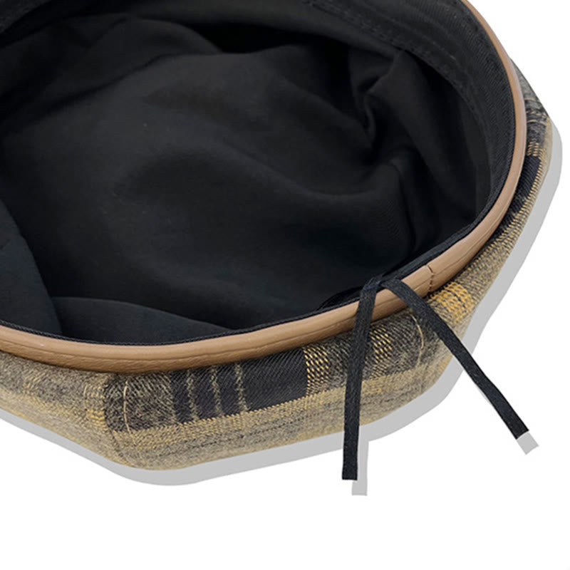 Béret gavroche à carreaux rétro exquis pour femme - image 9